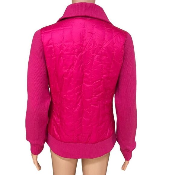 Bernardo Wave Quilted Jacket with Knit Combo on fuchsia orchid flower size S - Picture 6 of 11